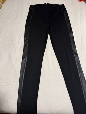 Robert Rodriguez Black Leather-Trim Leggings